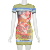Women Summer Sexy Printed Bodycon Dress