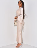 Loose Printed Casual Long Satin Dress