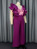 Sexy Low Back Formal Party Ruffle Women's Jumpsuit