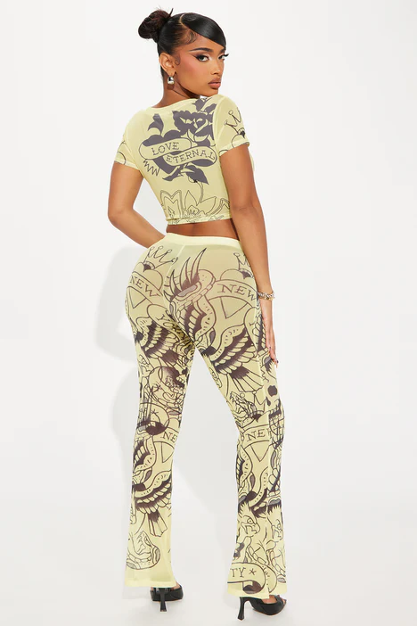 Summer Print Fashion Casual Hollow Short Sleeve Two Piece Pants Set