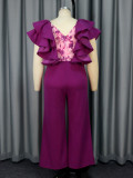 Sexy Low Back Formal Party Ruffle Women's Jumpsuit
