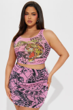 Women's Fashion Casual Print Tank Top Skirt Set