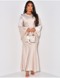 Loose Printed Casual Long Satin Dress