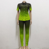 Women sexy gradient Top and Pant two-piece set