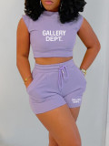 Women's Summer Ladies Solid Color T-Shirt Shorts Sports Casual Style Two Piece Set