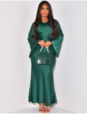 Loose Printed Casual Long Satin Dress