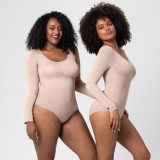 One-Piece Tummy Control Butt Lift Shaping Bodysuit Women Tight Fitting Long Sleeve Basic Body Shapewear