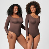 One-Piece Tummy Control Butt Lift Shaping Bodysuit Women Tight Fitting Long Sleeve Basic Body Shapewear