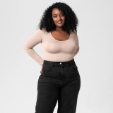One-Piece Tummy Control Butt Lift Shaping Bodysuit Women Tight Fitting Long Sleeve Basic Body Shapewear