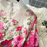 Women Printed French Puff Sleeve Dress