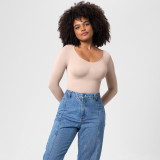 One-Piece Tummy Control Butt Lift Shaping Bodysuit Women Tight Fitting Long Sleeve Basic Body Shapewear