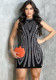 Women Sexy Beaded Sleeveless Bodycon Stretch Dress