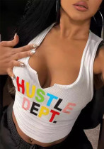 Women Sexy Letter Print Sleeveless Dress