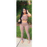 Women Sleeveless Top and Pant Two-piece Set
