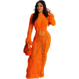 Women knitting hollow fringed beach skirt