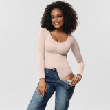 One-Piece Tummy Control Butt Lift Shaping Bodysuit Women Tight Fitting Long Sleeve Basic Body Shapewear