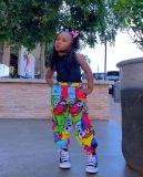 Girls' children's clothing cartoon graffiti leggings two-piece set