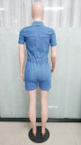 Women Denim Short Sleeve Jumpsuit