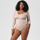 One-Piece Tummy Control Butt Lift Shaping Bodysuit Women Tight Fitting Long Sleeve Basic Body Shapewear