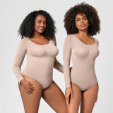 One-Piece Tummy Control Butt Lift Shaping Bodysuit Women Tight Fitting Long Sleeve Basic Body Shapewear