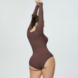 One-Piece Tummy Control Butt Lift Shaping Bodysuit Women Tight Fitting Long Sleeve Basic Body Shapewear