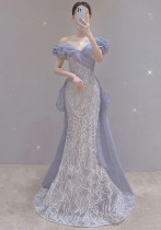 Women Off Shoulder Sequin Party Mermaid Evening Dress(Processing time need 3-6 days) Women Off Shoulder Sequin Party Mermaid Evening Dress(Processing time need 3-6 days)