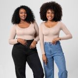 One-Piece Tummy Control Butt Lift Shaping Bodysuit Women Tight Fitting Long Sleeve Basic Body Shapewear