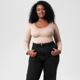 One-Piece Tummy Control Butt Lift Shaping Bodysuit Women Tight Fitting Long Sleeve Basic Body Shapewear
