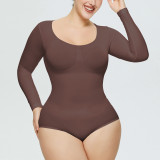 One-Piece Tummy Control Butt Lift Shaping Bodysuit Women Tight Fitting Long Sleeve Basic Body Shapewear