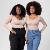 One-Piece Tummy Control Butt Lift Shaping Bodysuit Women Tight Fitting Long Sleeve Basic Body Shapewear
