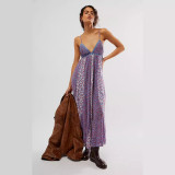 Women bohemian v-neck printed floral sexy dress