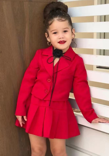 Girls Casual Long Sleeve Top and Mini Skirt Two Piece Set