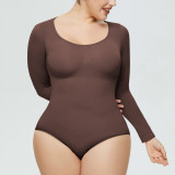 One-Piece Tummy Control Butt Lift Shaping Bodysuit Women Tight Fitting Long Sleeve Basic Body Shapewear