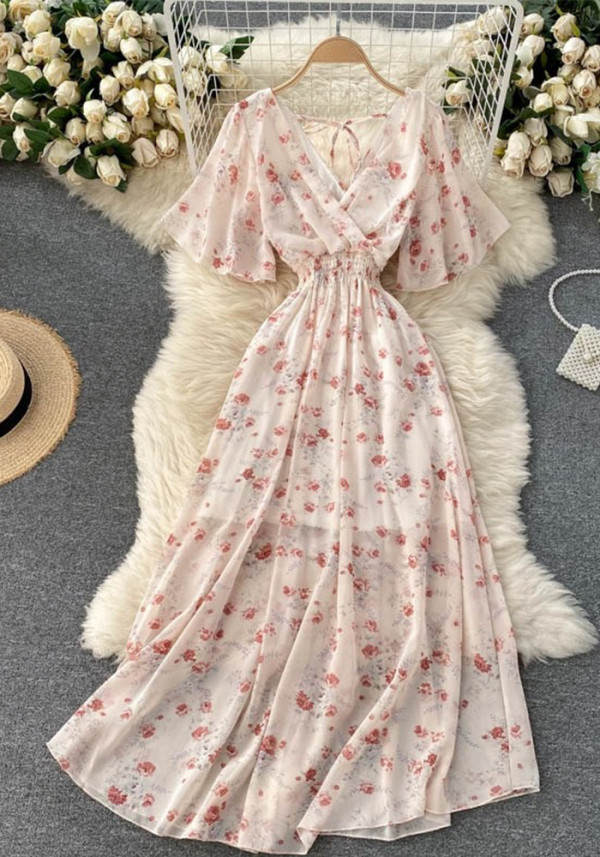 Women Summer Sexy V-Neck Beach Holidays Dress