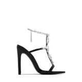 Women Gold Rhinestone Gemstone Rhinestone Stiletto Heel Open Toe Sandals