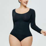 One-Piece Tummy Control Butt Lift Shaping Bodysuit Women Tight Fitting Long Sleeve Basic Body Shapewear