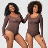 One-Piece Tummy Control Butt Lift Shaping Bodysuit Women Tight Fitting Long Sleeve Basic Body Shapewear