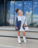 Girls Autumn Trendy Color Block Blazer Jacket