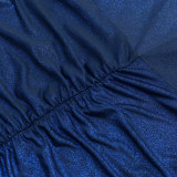 Women Chic Pleated Puff Sleeve Slit Mermaid Dress