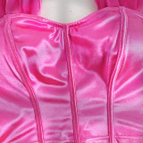 Sexy Solid Slim Short Sleeve Corset Crop Top