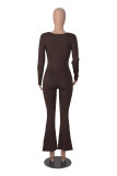 Women's Long Sleeve Square Neck High Stretch Slim Tight Fitting Jumpsuit