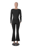 Women's Long Sleeve Square Neck High Stretch Slim Tight Fitting Jumpsuit