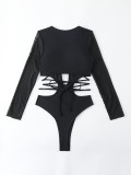 Women's Solid Color Long-Sleeved One-Piece Swimsuit