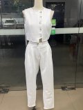 Women's Spring And Summer Fashionable Sleeveless Cropped Vest High Waist Pants Women's Two-Piece Set