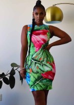 Women's Sexy Sleeveless Printed Bodycon Dress Women's Sexy Sleeveless Printed Bodycon Dress