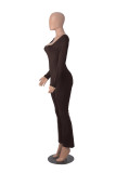Women's Long Sleeve Square Neck High Stretch Slim Tight Fitting Jumpsuit