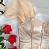 Sexy Solid Slim Short Sleeve Corset Crop Top