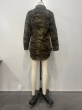 Women's Long Sleeve Camo Ripped Shirt Turndown Collar Long Sleeve Top