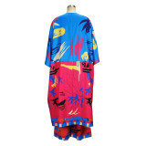 Women's Spring Chic Elegant Printed Long Sleeve Coat Wide Leg Pants Two Piece Set