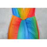 Fashion Women's Sleeveless Printed Sexy Deep V Slim Dress